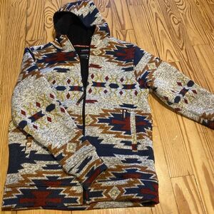 Canada Weather Gear Full Zip Size M Sherpa Fleece Jacket Aztec Pattern